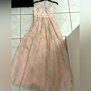 Blush formal Dress with silver glitter - size 7 by Crystal Doll
